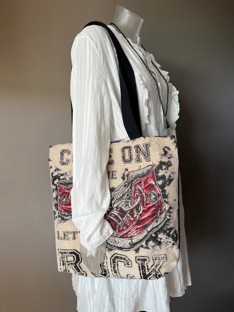 Tote bag rock and roll fait main, création locale unique